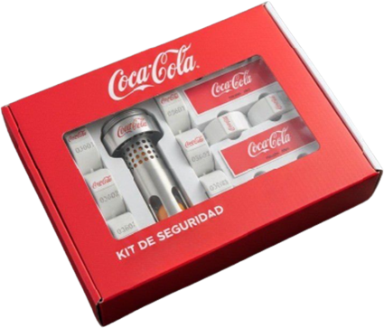 Kit de seguridad Fuel Guard personalizado con la marca Coca-Cola